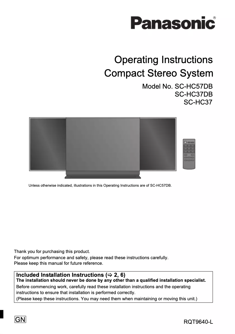 Page n°1 - Manuel utilisateur Panasonic SC-HC57DB