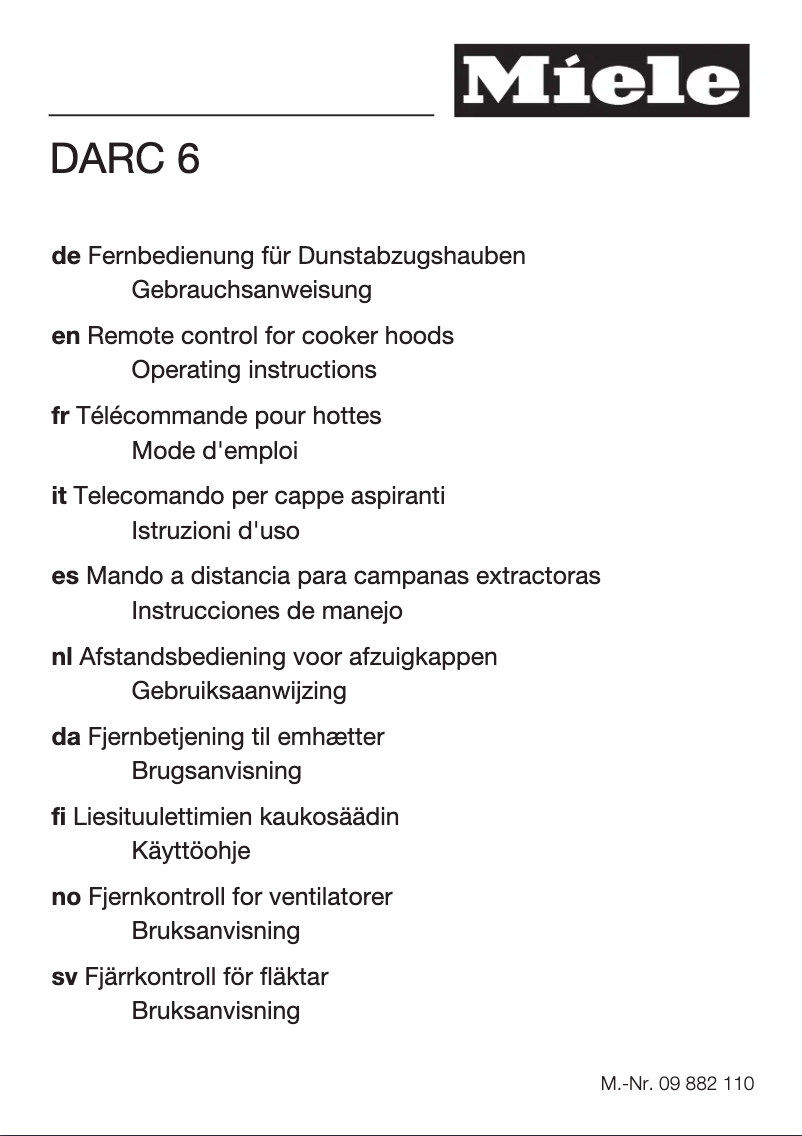 Page 1 de la notice Manuel utilisateur Miele DA 2806 EXT