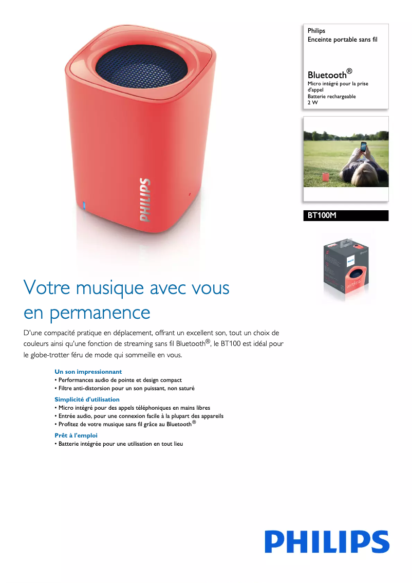 Image de la première page du manuel de l'appareil BT100M