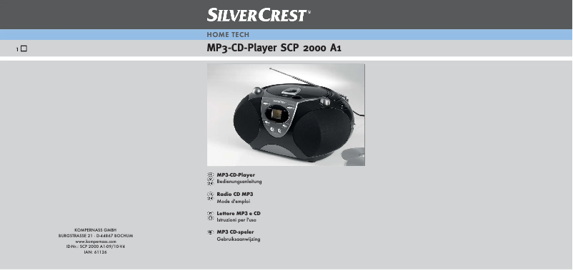 Page n°1 - Manuel utilisateur SilverCrest SCP 2000 A1