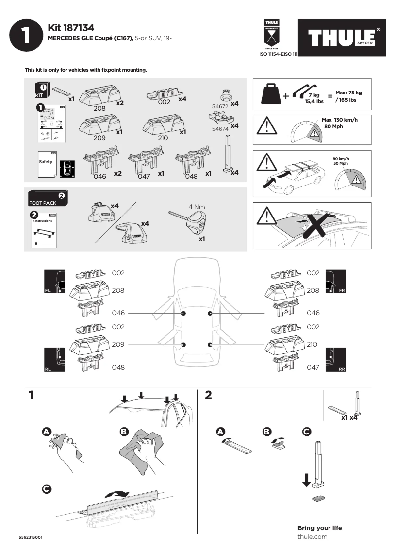 Page n°1 - Manuel utilisateur Thule Kit 187134
