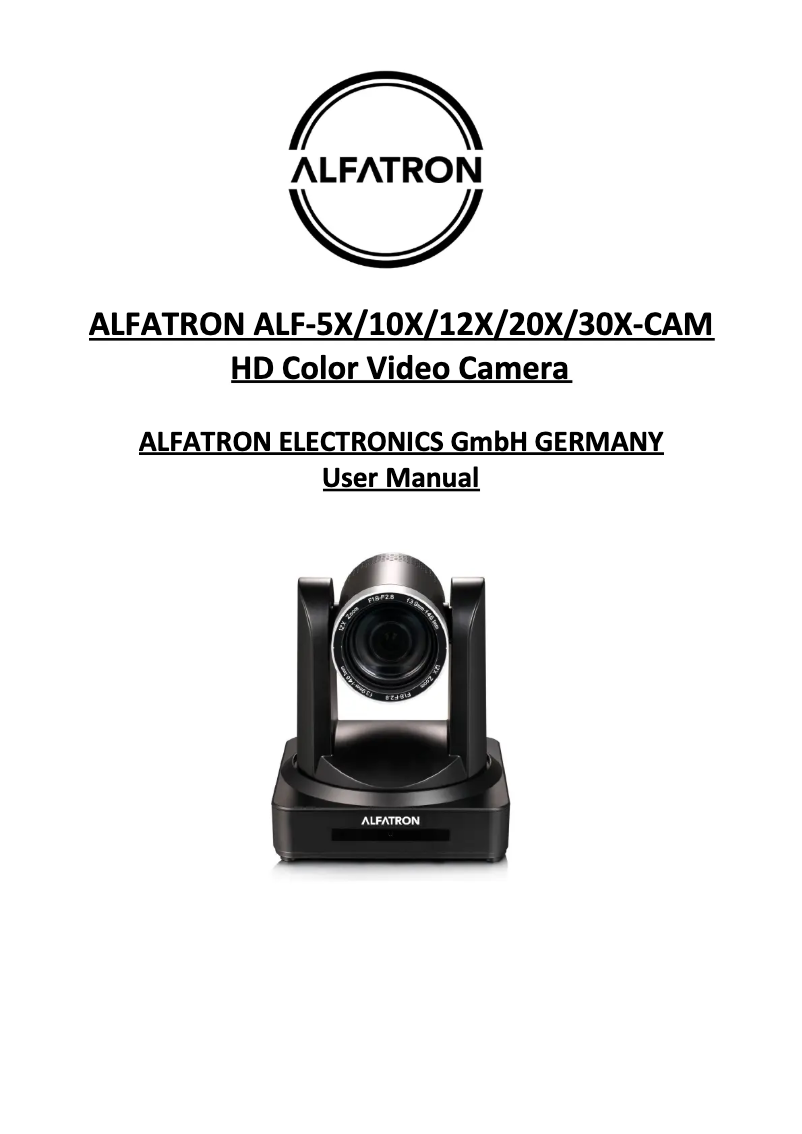 Page n°1 - Manuel utilisateur Alfatron ALF-12X-CAM