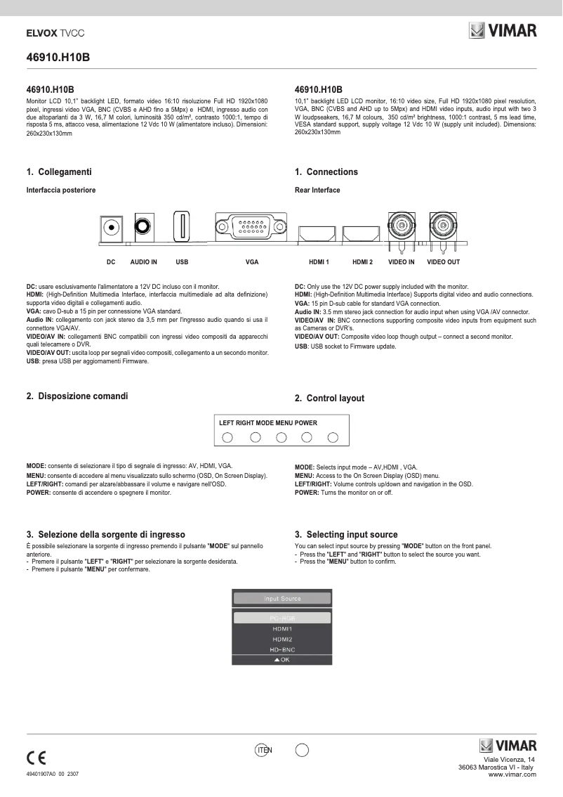 Image de la première page du manuel de l'appareil ELVOX 46910.H10B