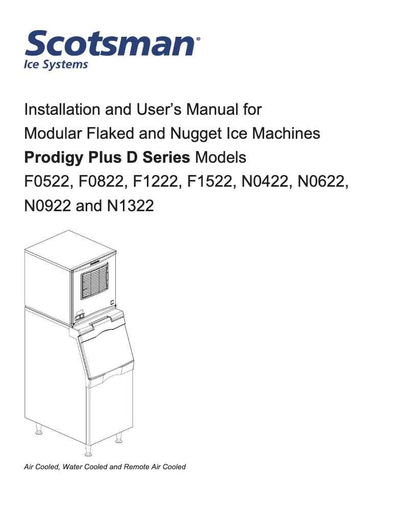 Page 1 of the manual User Manual Scotsman F1522-D