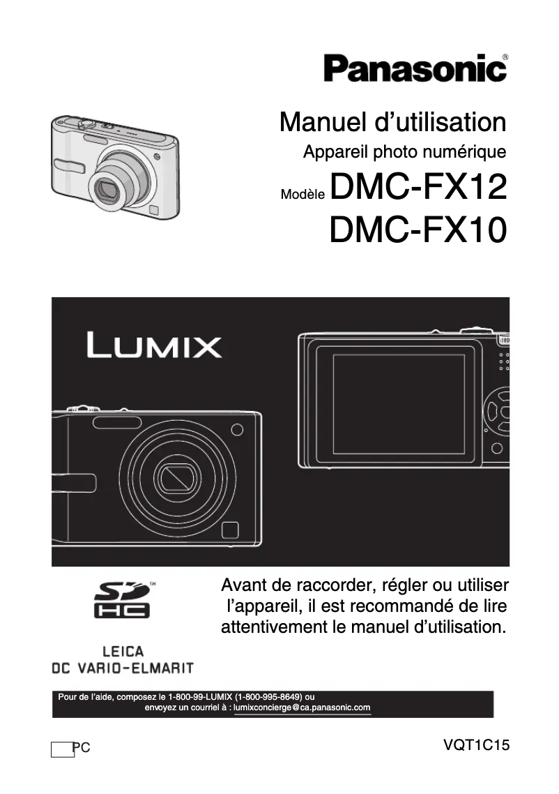 Page 1 de la notice Manuel utilisateur Panasonic Lumix DMC-FX10