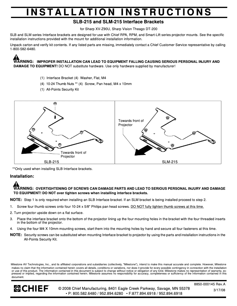 Página 1 del manual Manual de usuario Chief SLM215