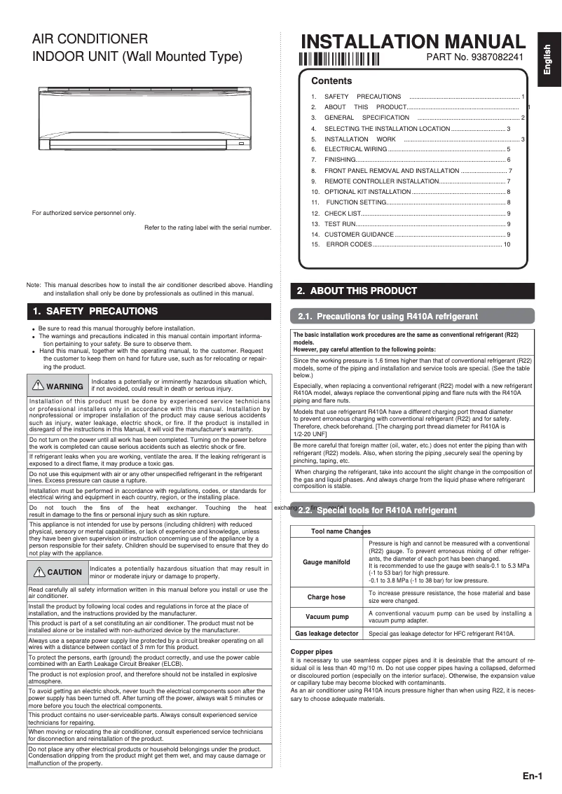 Página 1 del manual Manual de usuario Fujitsu ASGA18FUTD-B