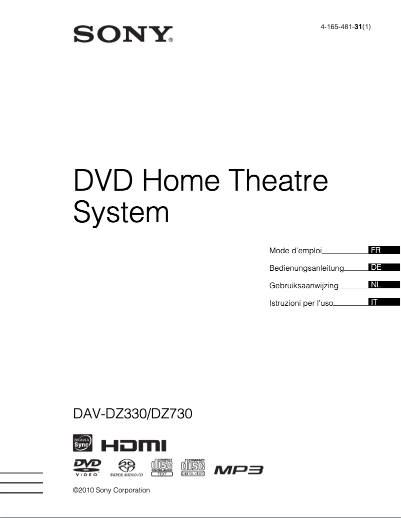 Image de la première page du manuel de l'appareil DAV-DZ330