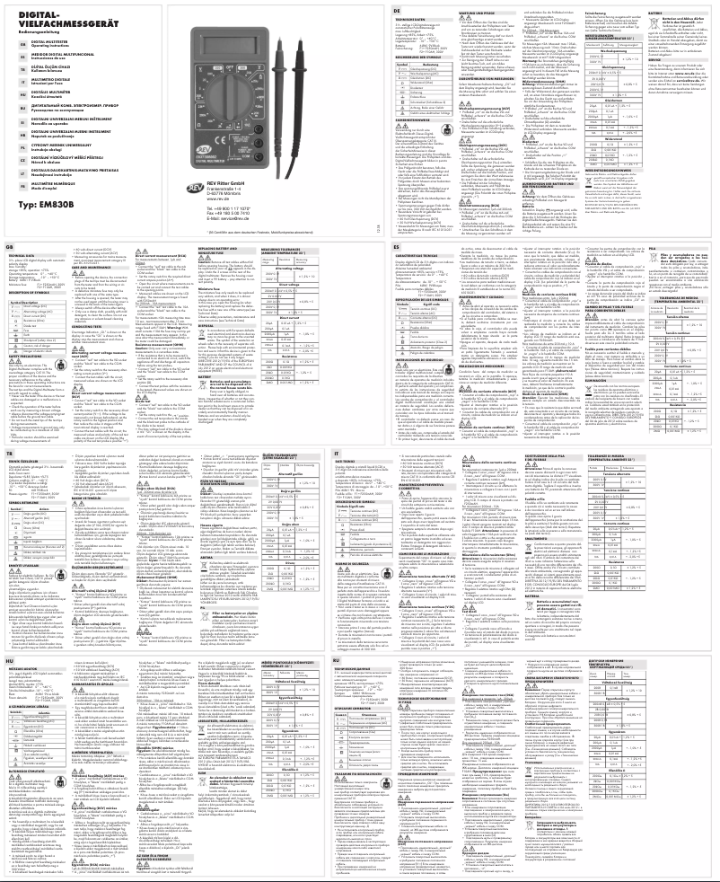 Image de la première page du manuel de l'appareil Ritter Basic EM830B