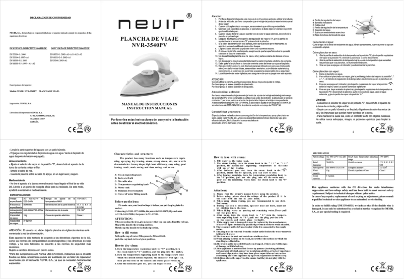 Page 1 de la notice Manuel utilisateur Nevir NVR-3540 PV
