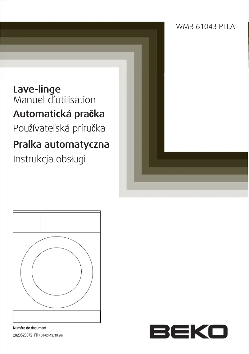 Page 1 de la notice Manuel utilisateur Beko WMB 61043 PTLA