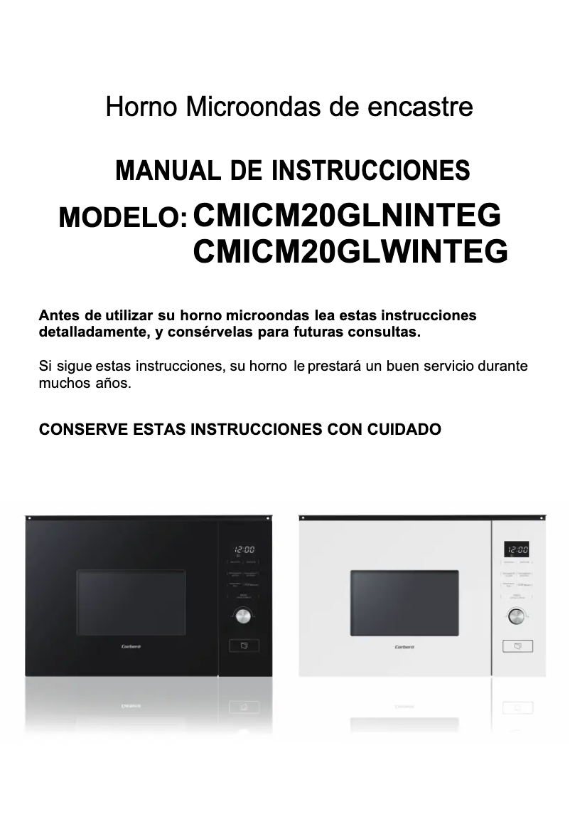 Image de la première page du manuel de l'appareil CMICM20GLNINTEG