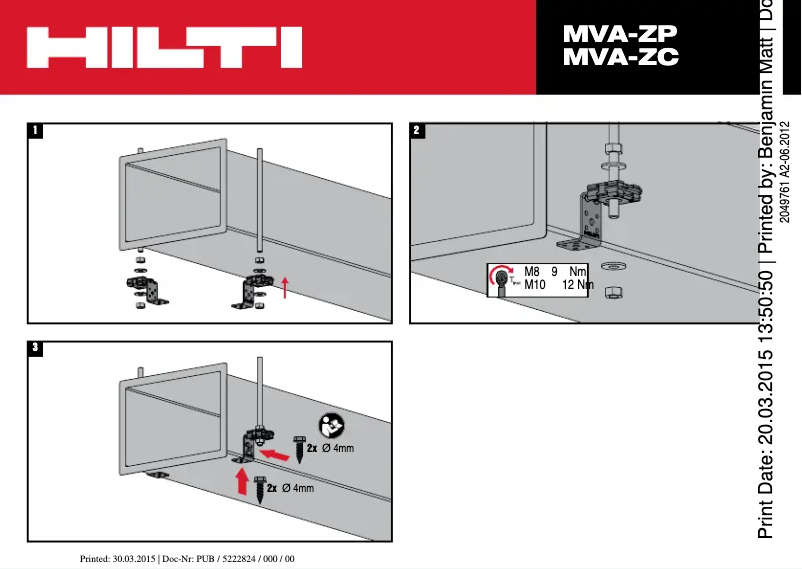 Página 1 del manual Instrucciones / montaje Hilti MVA-ZP