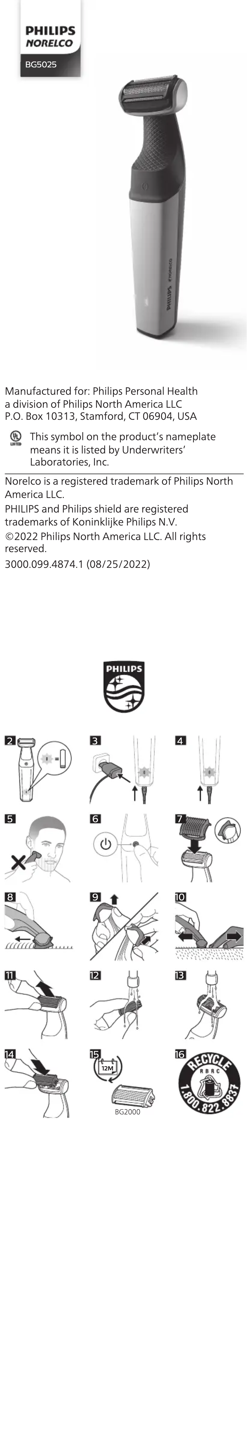 Page n°1 - Manuel utilisateur Philips Norelco BG5025