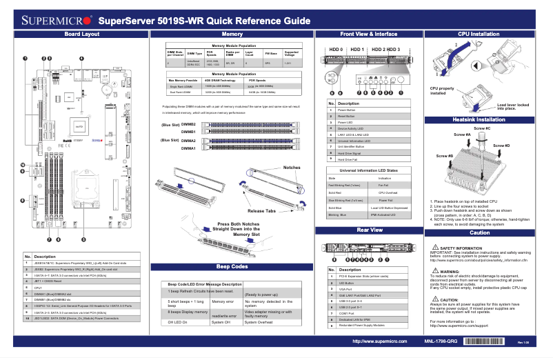 Image de la première page du manuel de l'appareil SuperServer 5019S-WR