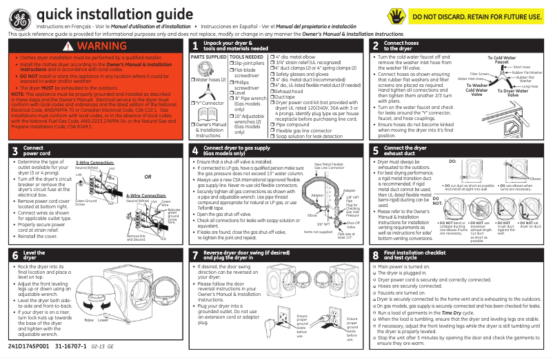 Page 1 de la notice Manuel utilisateur GE GHDS360GFWW