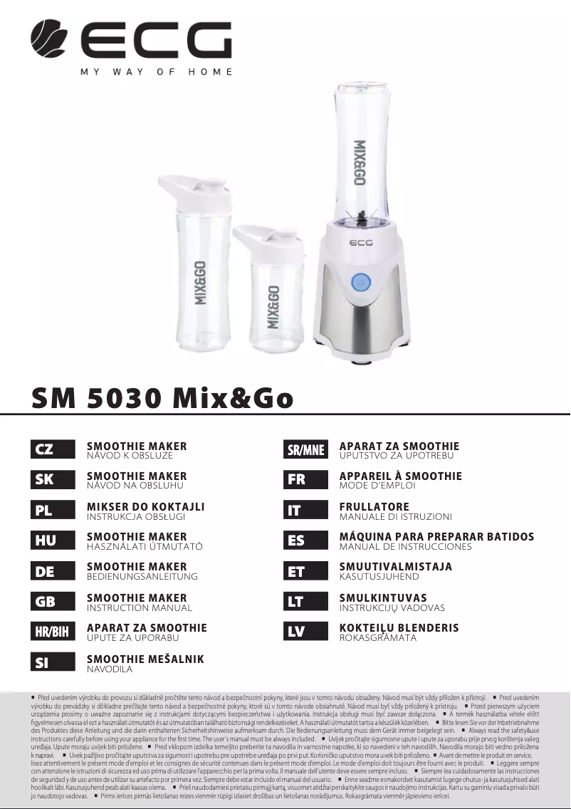 Page 1 de la notice Manuel utilisateur ECG Mix&Go SM 5030