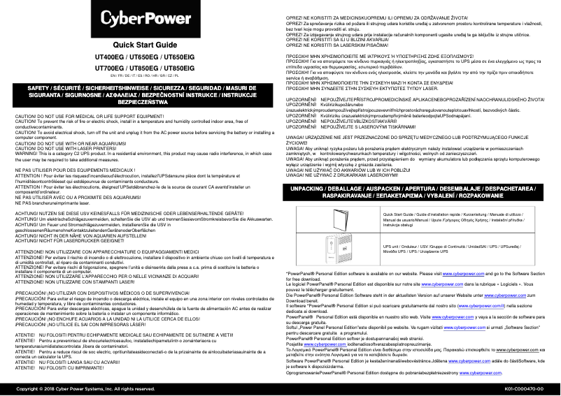 Page 1 de la notice Manuel utilisateur CyberPower RT650EI