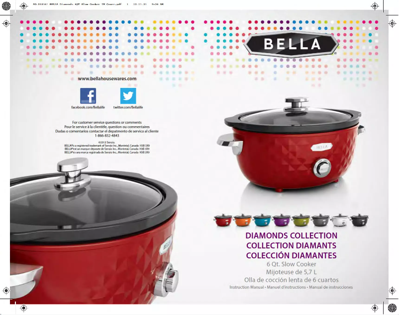 Page n°1 - Manuel utilisateur Bella Diamonds Collection 13780
