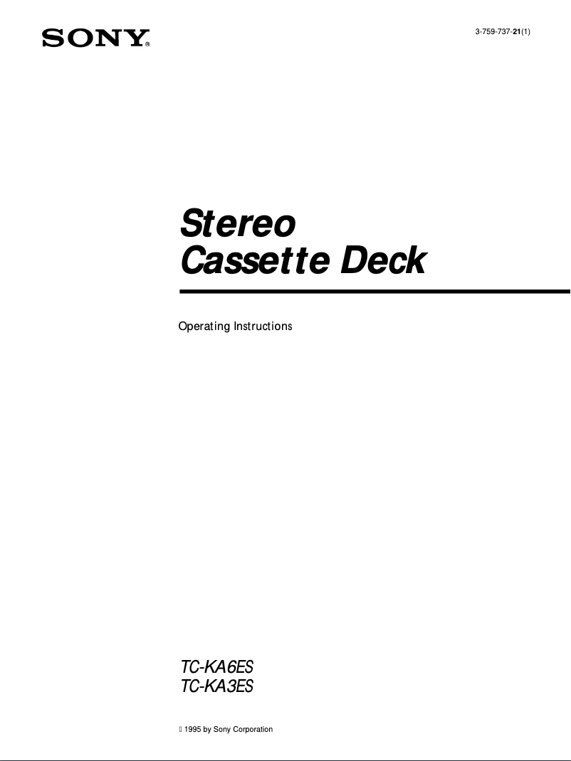 Page 1 de la notice Manuel utilisateur Sony TC-KA3ES
