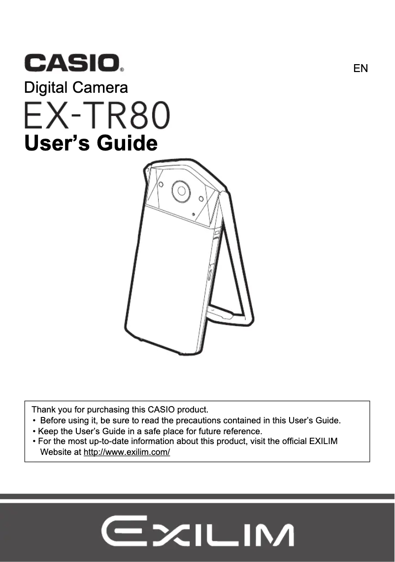 Image de la première page du manuel de l'appareil Exilim EX-TR80