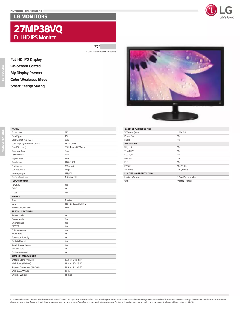 Página 1 del manual Manual de usuario LG 27MP38VQ