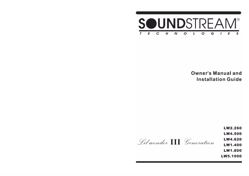 Page n°1 - Manuel utilisateur Soundstream LW4 500