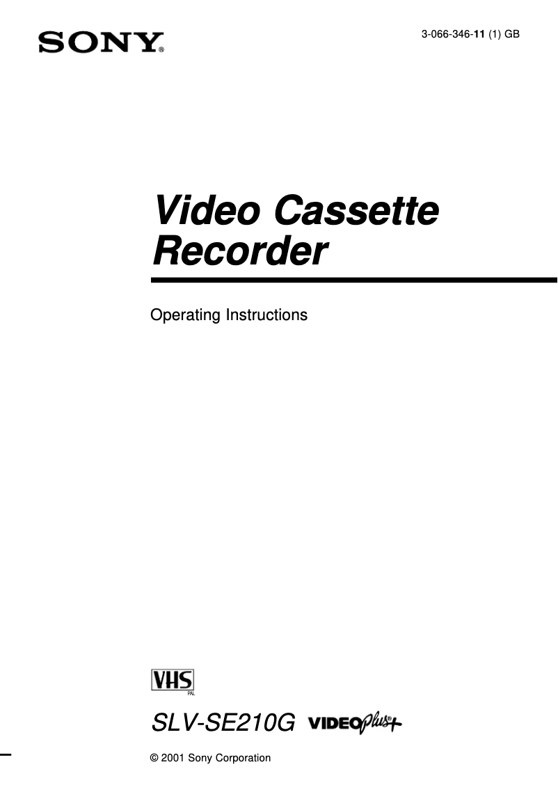Page 1 de la notice Manuel utilisateur Sony SLV-SE210G