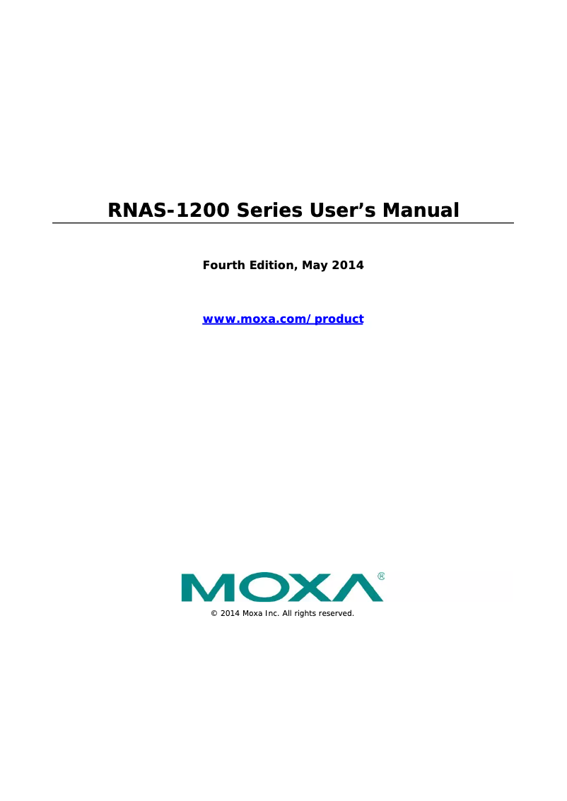 Page n°1 - Manuel utilisateur Moxa RNAS-1201-T