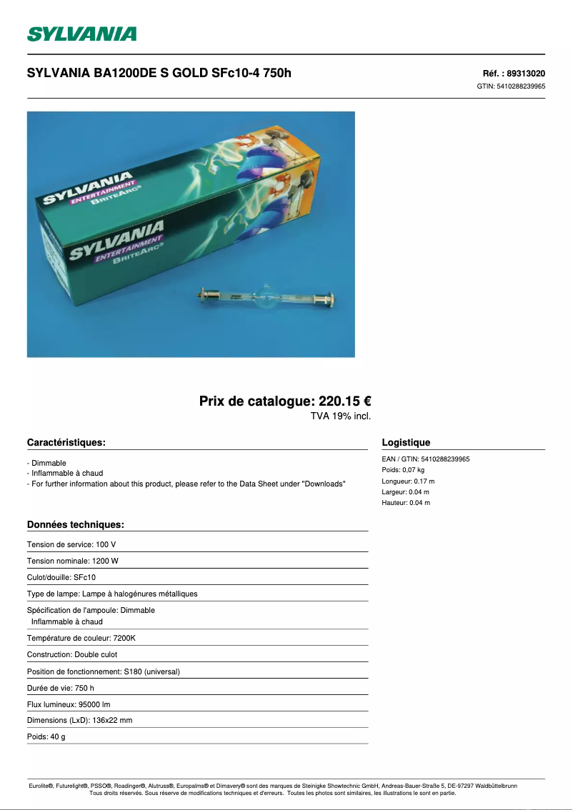 Page n°1 - Manuel utilisateur Sylvania BA1200DE