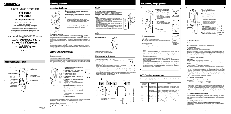 Image de la première page du manuel de l'appareil VN-2000