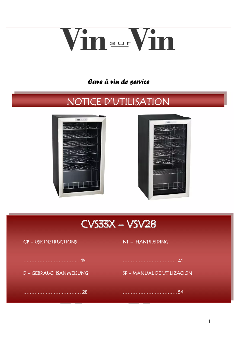 Page 1 de la notice Manuel utilisateur Climadiff VSV28