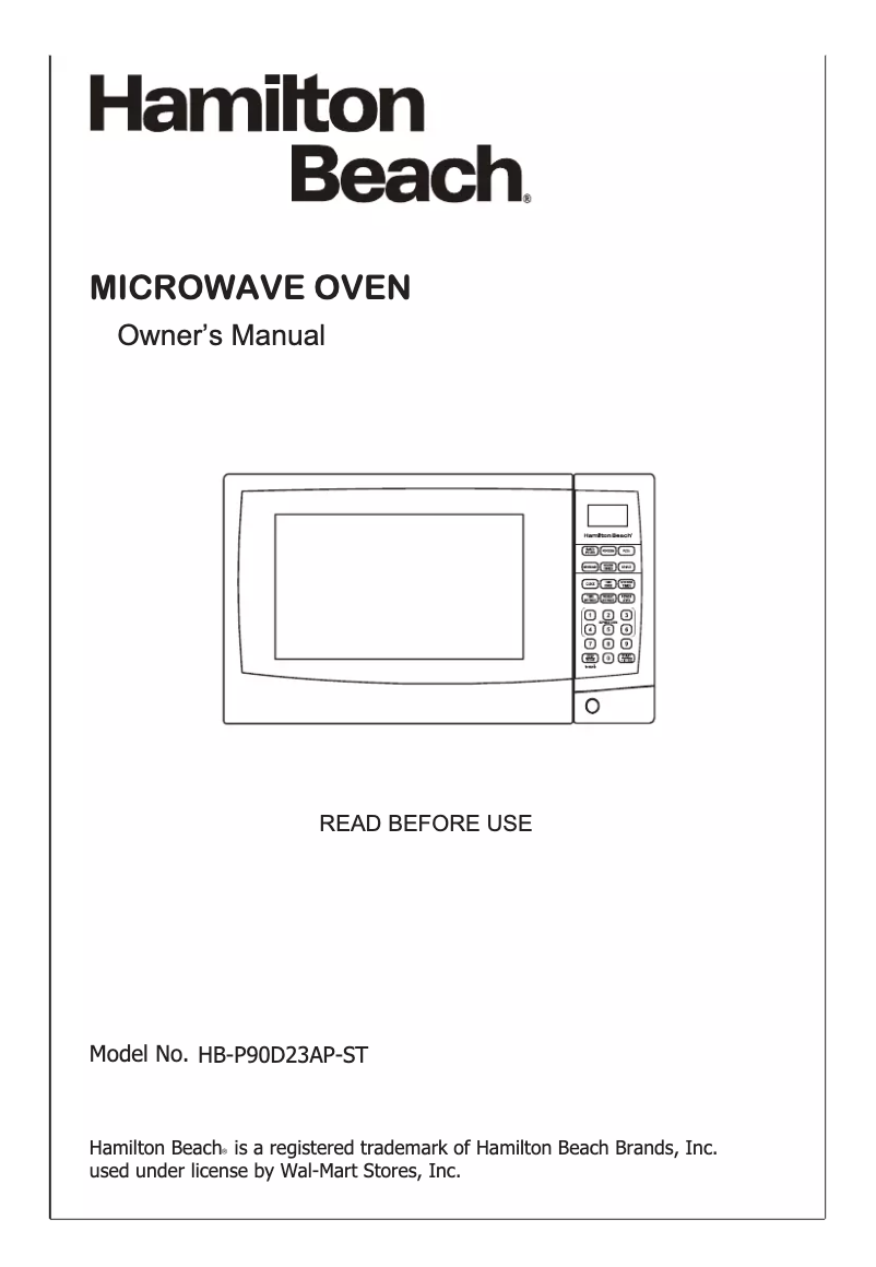 Page n°1 - Manuel utilisateur Hamilton Beach HB-P90D23AP-ST