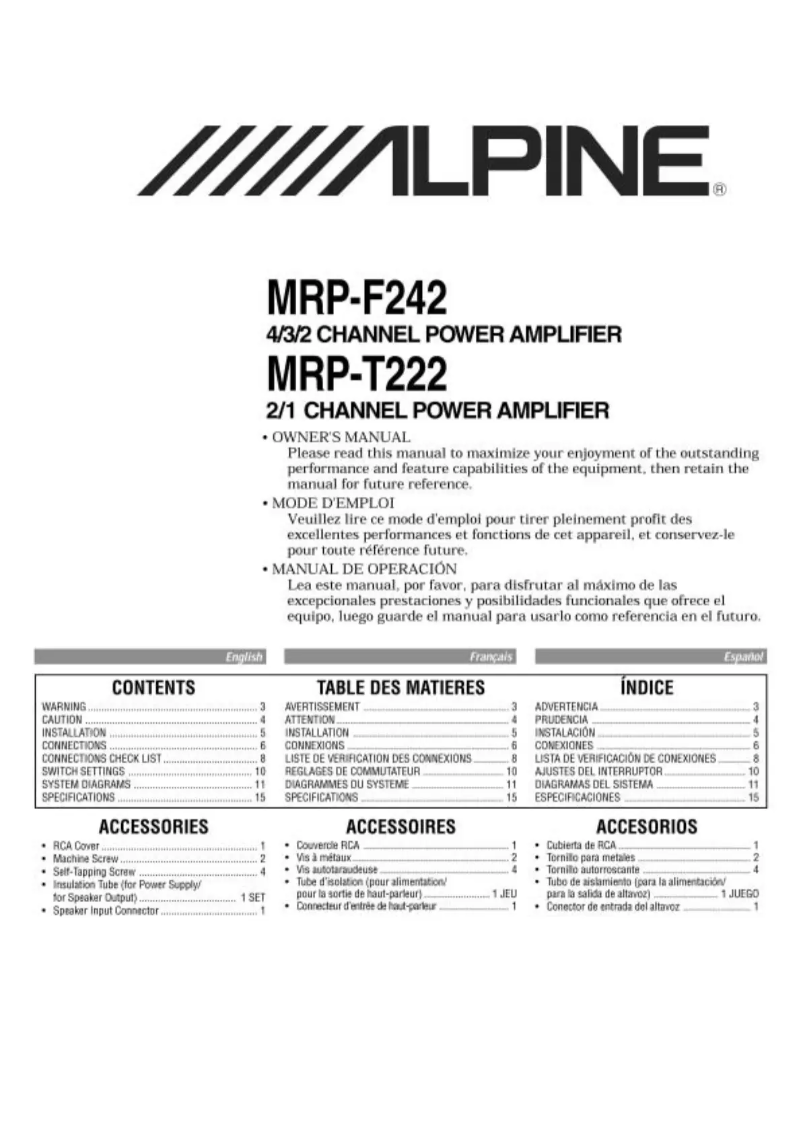 Page 1 de la notice Manuel utilisateur Alpine MRP-T222