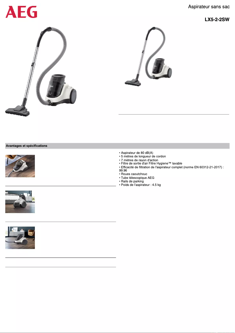 Page n°1 - Fiche technique AEG LX5-2-2SW