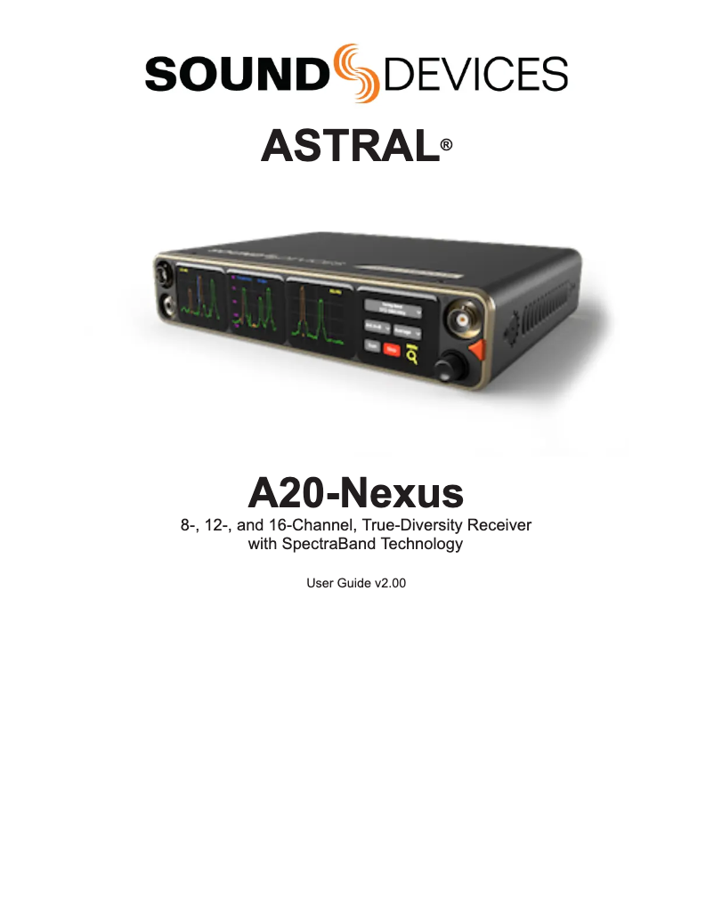 Image de la première page du manuel de l'appareil A20-Nexus