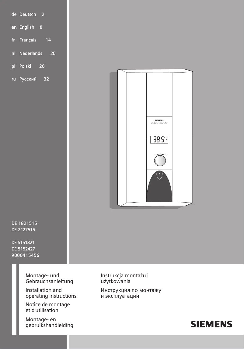 Page n°1 - Manuel utilisateur Siemens DE5152427