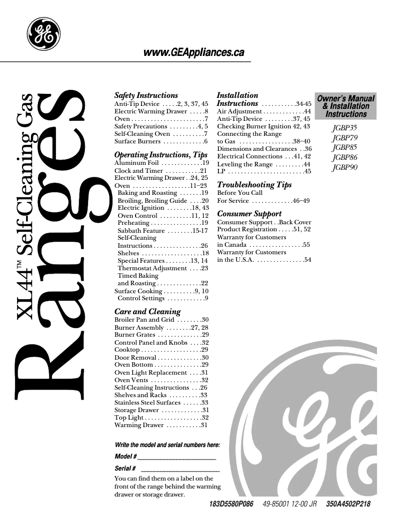 Page n°1 - Mode d'emploi GE JGBP86CEBCC