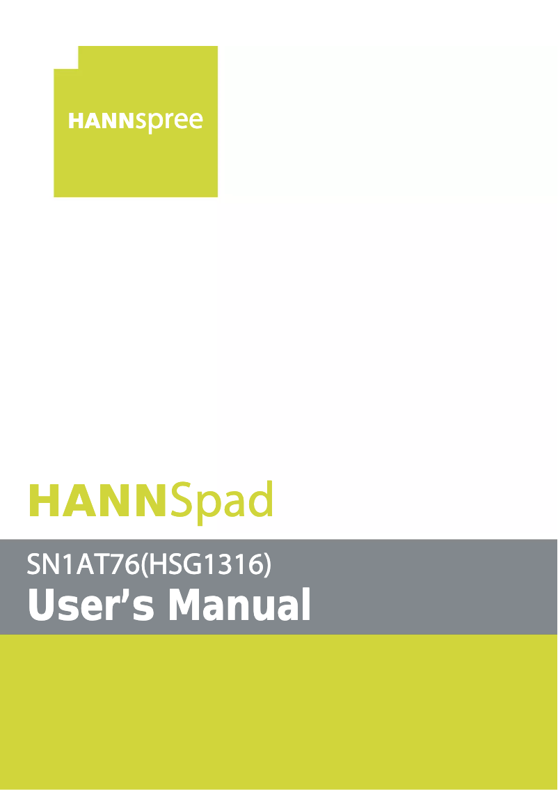 Page 1 de la notice Manuel utilisateur Hannspree HANNSpad 101 Helios 10.1" WiFi