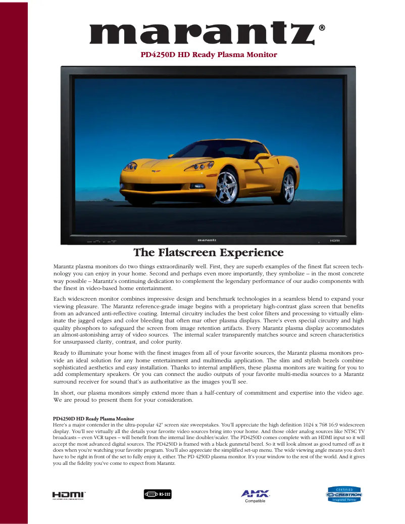 Page 1 de la notice Fiche technique Marantz PD4250D