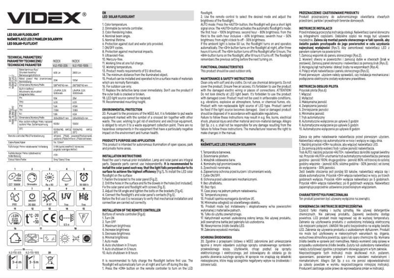 Page 1 de la notice Manuel utilisateur Videx VLE-FSO-1005