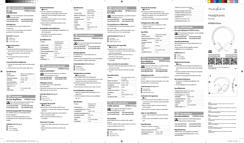 Page 1 de la notice Manuel utilisateur Nedis HPWD4102BK
