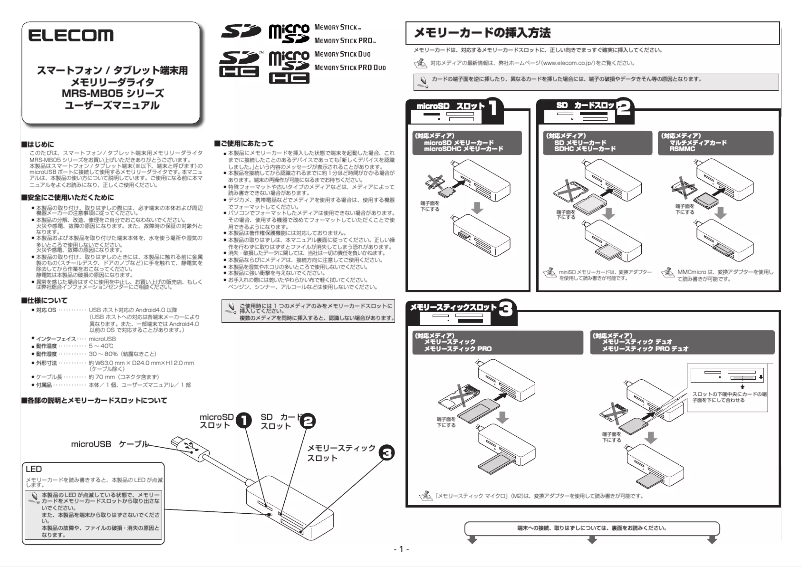 Página 1 del manual Manual de usuario Elecom MRS-MB05BK
