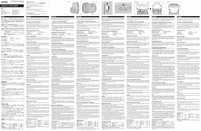 Image de la première page du manuel de l'appareil 35mm f1.4 DG HSM