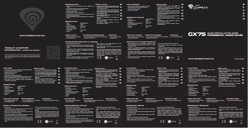 Page 1 of the manual User Manual Natec GX75 Limited Edition