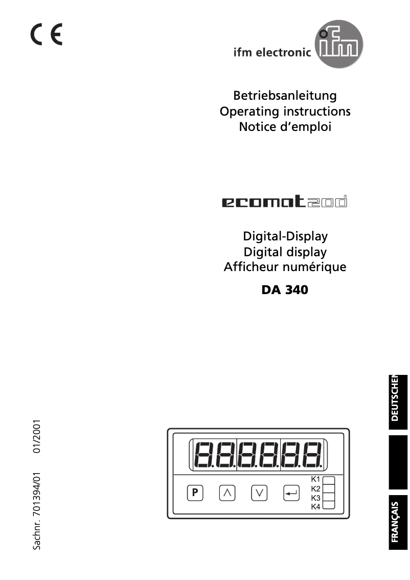 Page 1 de la notice Manuel utilisateur IFM Ecomat 200 DA340