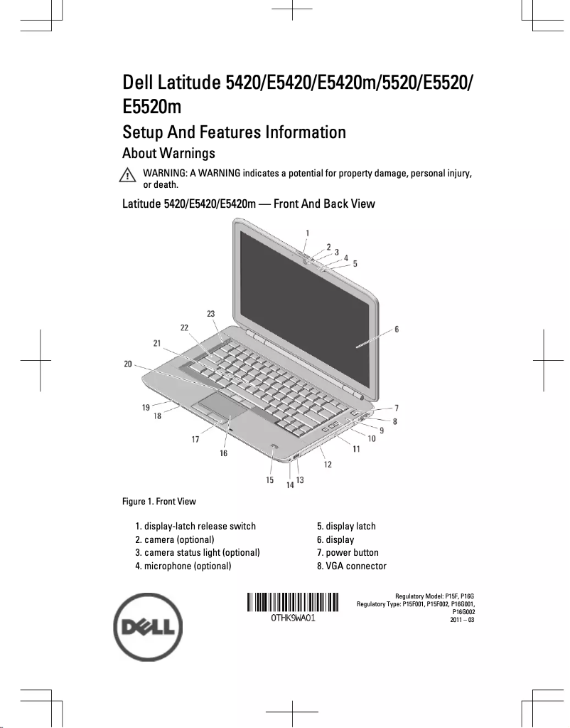 Page n°1 - Guide d'installation Dell Latitude E5420m