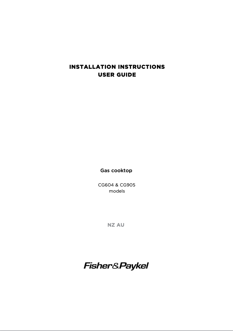 Page 1 de la notice Manuel utilisateur Fisher & Paykel CG604CNGX2