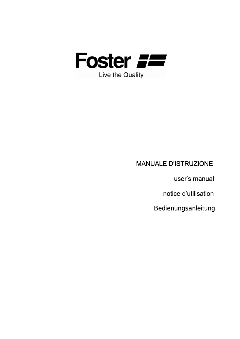 Page 1 de la notice Manuel utilisateur Foster Elettra.IS.3