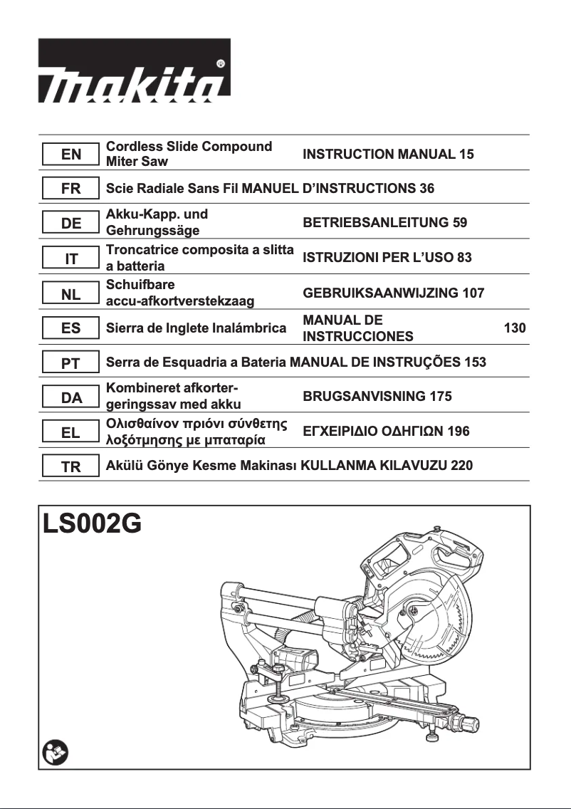 Page 1 de la notice Manuel utilisateur Makita LS002G